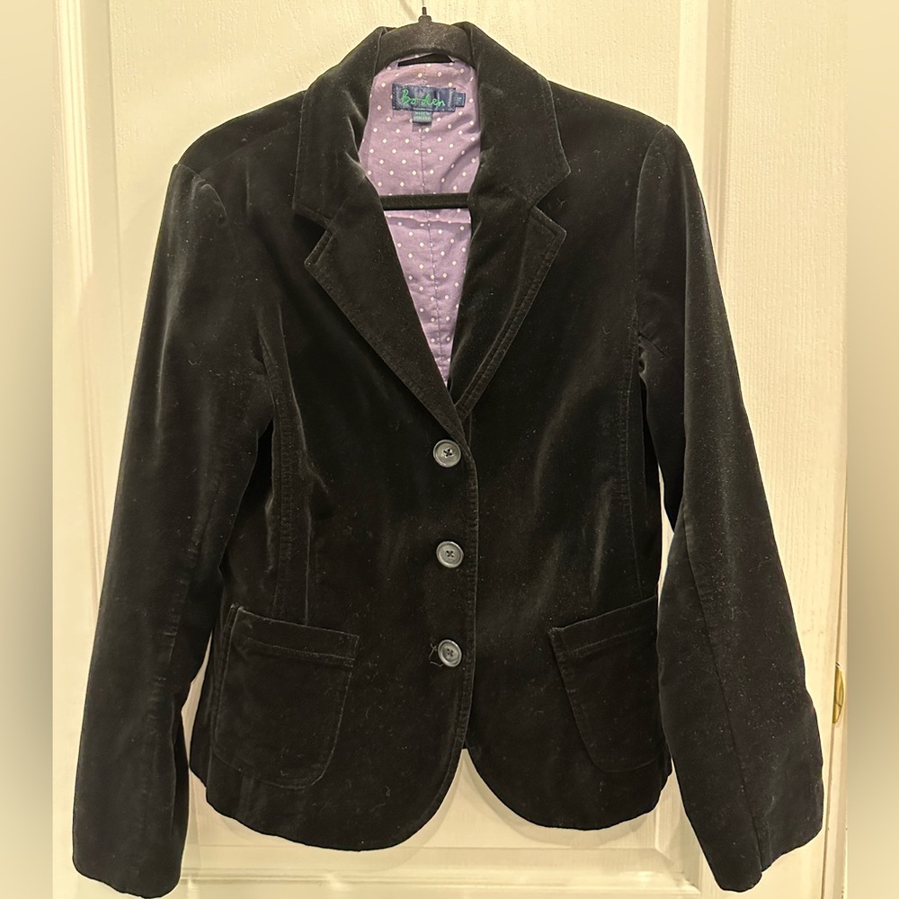 Boden Velvet Black Blazer, UK size 14 (US 10)